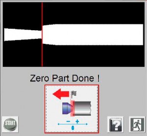 Null-Position am Werkzeug. Nullpunkt für Schlitten gefunden.